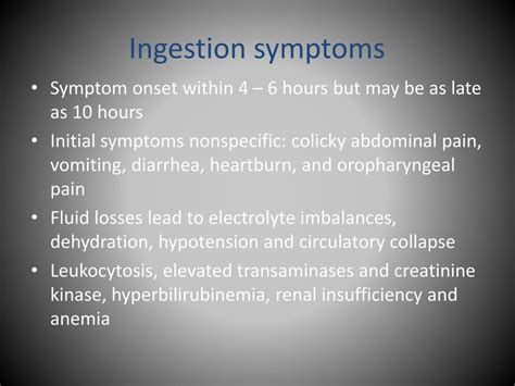 Symptoms of Ingestion: