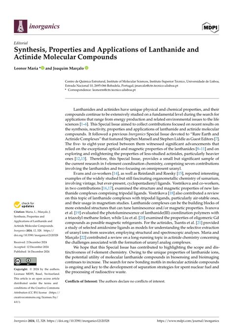 Synthesis of Lanthanide and Actinide Compounds Kindle Editon