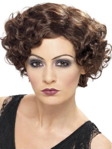 Synthetic 8" Curly Short Brown Bob Wigs For Women