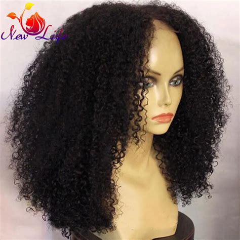 Synthetic Black 14" Kinky Lace Front Without Bangs Shoulder Length Wigs