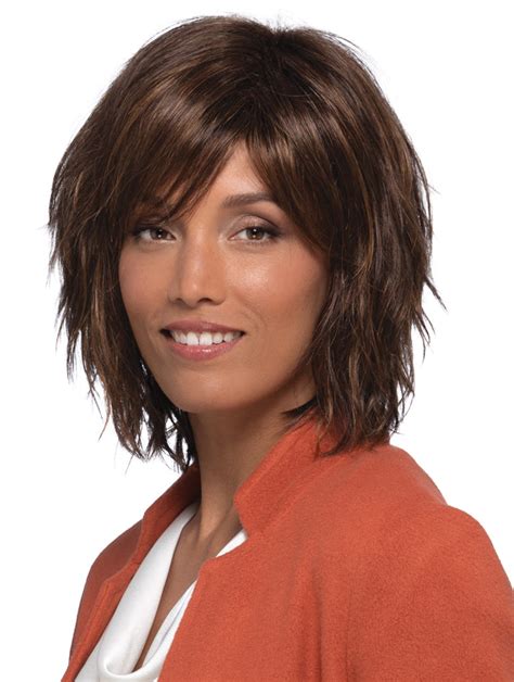 Synthetic Brown Capless Medium Length Wigs