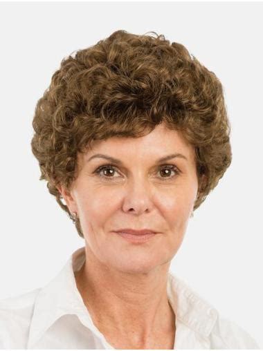 Synthetic Brown Curly 8" Bobs Short Monofilament Wigs