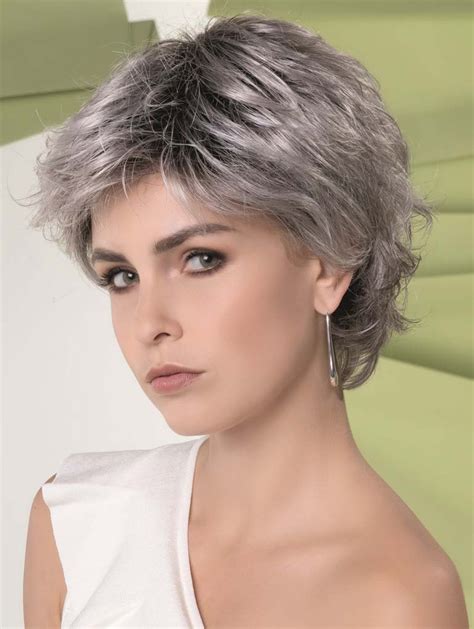 Synthetic Grey Wavy Monofilament Discount Short Grey Wig