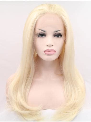 Synthetic Lace Front 18" Wavy Blonde Without Bangs Shoulder Length Wigs