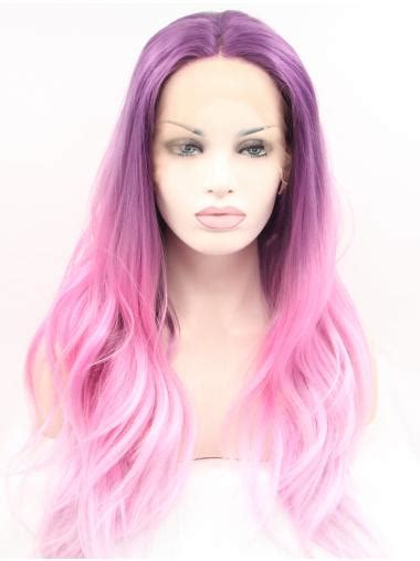 Synthetic Lace Front 23" Wavy Ombre/2 Tone Without Bangs Long Wigs