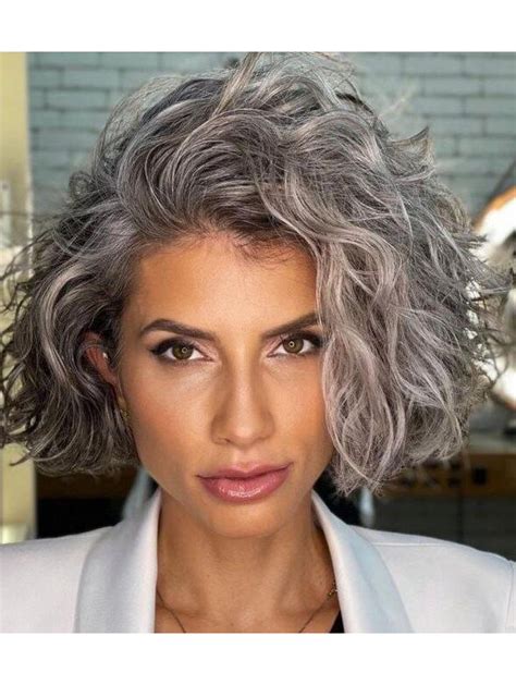 Synthetic Lace Front Wigs Wavy Grey Wigs Online Bob Wigs