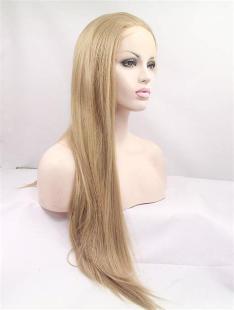 Synthetic Long Blonde Lace Front 30" Layered Straight Wigs