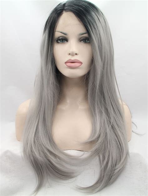 Synthetic Long Ombre/2 Tone Lace Front 18" Without Bangs Curly Wigs