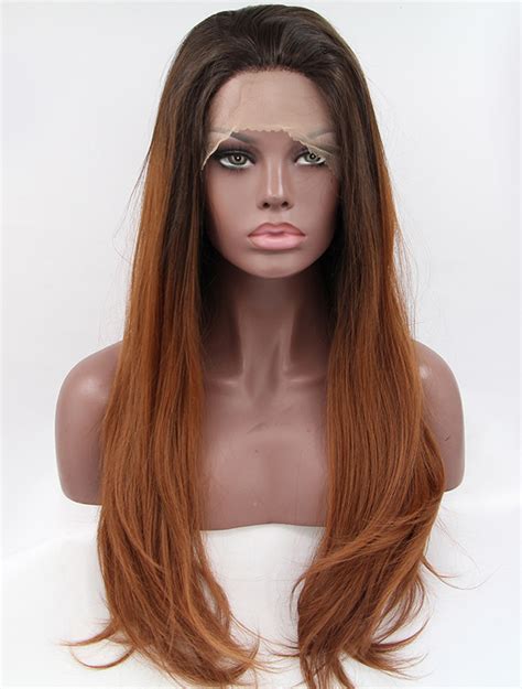 Synthetic Ombre/2 Tone 26" Wavy Lace Front Layered Long Wigs