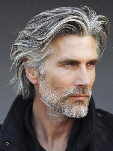 Synthetic Wigs for Men: Layered Grey 6" Wavy Wigs for 2025