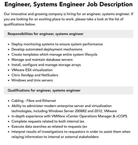 Systems Engineer Job Description: A Comprehensive Guide