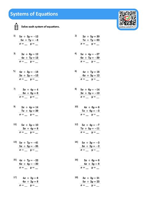 Systems of Equations Worksheet: Conquer Equations with Ease (10,000+ Characters)