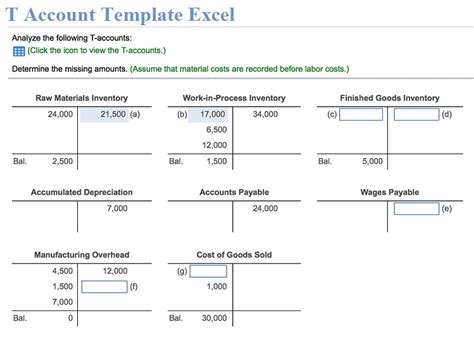 T Account Template Excel