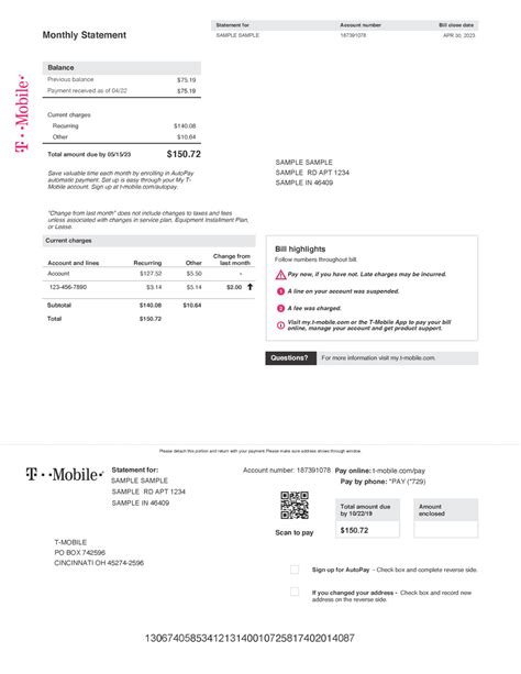 T Mobile Phone Bill Template