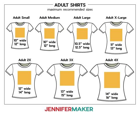 T Shirt Design Size Chart