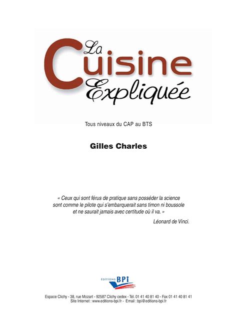 T l charger La cuisine expliqu e Tous niveaux du CAP au BTS de Gilles Charles PDF RapidShare Kindle Editon