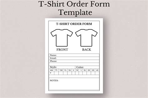 T-shirt Order Form Template Editable