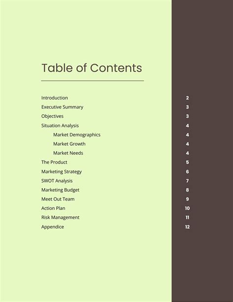 TABLE OF CONTENTS: