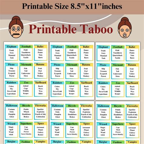 TABOO GAME PRINTABLE CARDS Ebook Epub