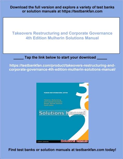 TAKEOVERS RESTRUCTURING AND CORPORATE GOVERNANCE 4TH EDITION Ebook Doc