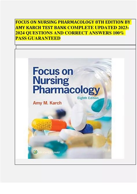 TEST BANK QUESTION FOR PHARMACOLOGY 8TH EDITION Ebook Epub