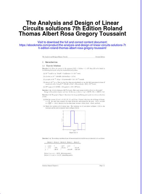 THE ANALYSIS AND DESIGN OF LINEAR CIRCUITS 7TH EDITION SOLUTIONS Ebook Reader