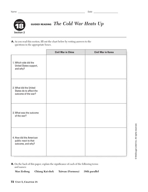 THE COLD WAR HEATS UP CHAPTER 18 SECTION 2 WORKSHEET ANSWER KEY Ebook Reader