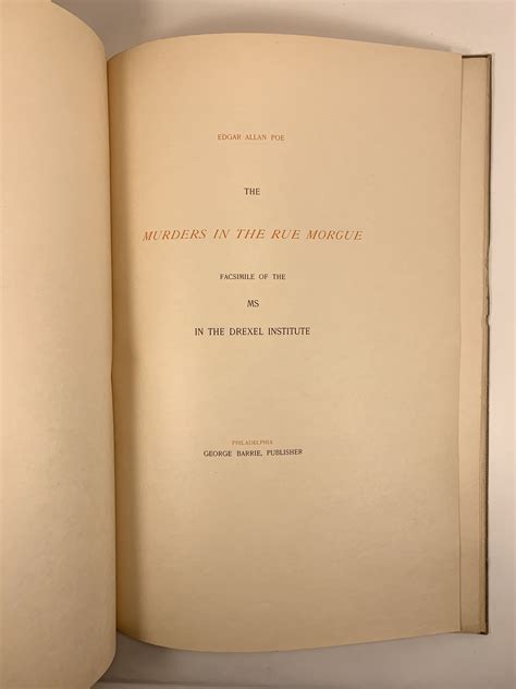 THE MURDERS IN THE RUE MORGUE Facsimile of the MS in the Drexel Institute Kindle Editon