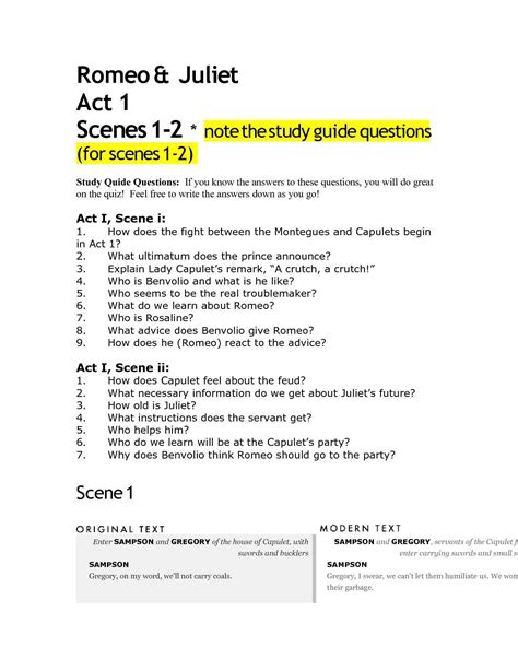 THE TRAGEDY OF ROMEO AND JULIET QUESTIONS AND ANSWERS Ebook PDF