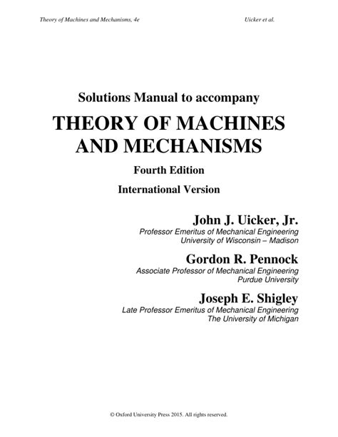 THEORY OF MACHINES AND MECHANISMS 4TH SOLUTION MANUAL Ebook Kindle Editon