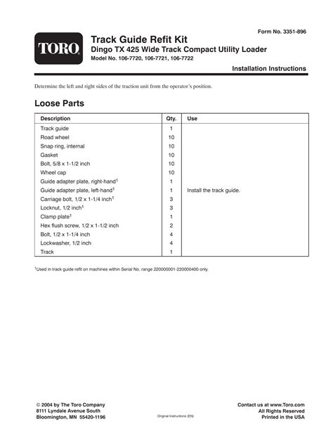 TORO DINGO TX 420 SERVICE MANUAL Ebook Reader