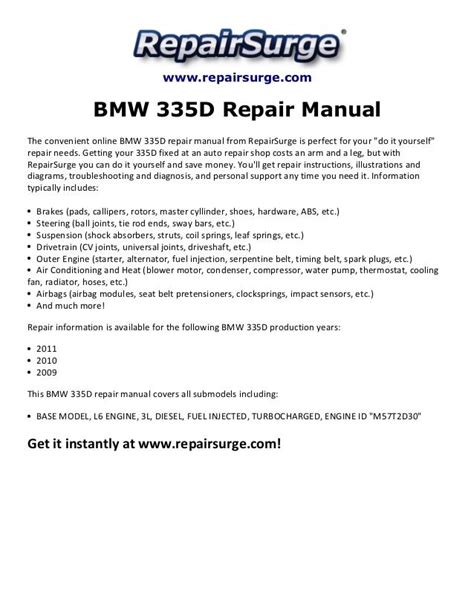 TORRENT BMW 335D REPAIR MANUAL Ebook PDF