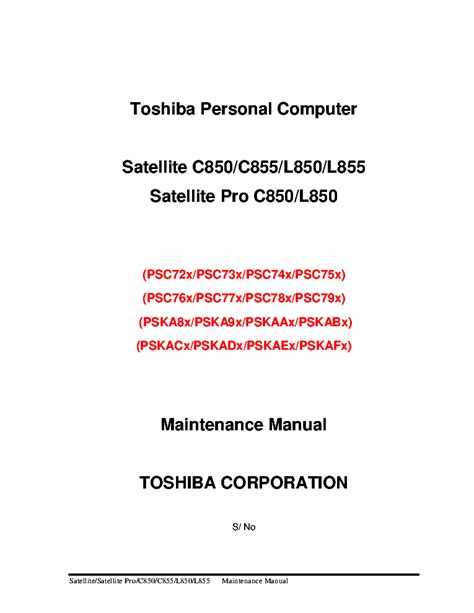 TOSHIBA SATELLITE C855 SERVICE MANUAL Ebook Doc