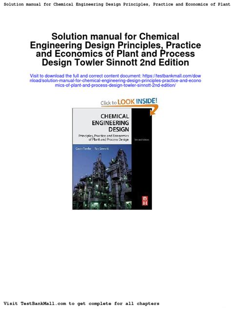 TOWLER SINNOTT CHEMICAL DESIGN SOLUTIONS MANUAL Ebook Epub