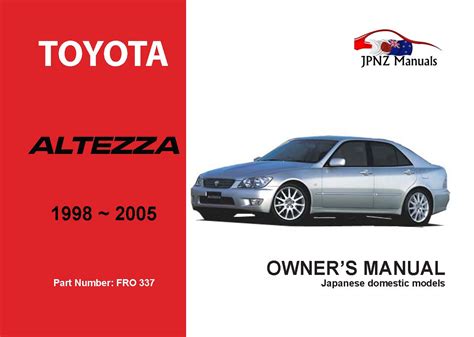 TOYOTA ALTEZZA OWNERS MANUAL Ebook Kindle Editon