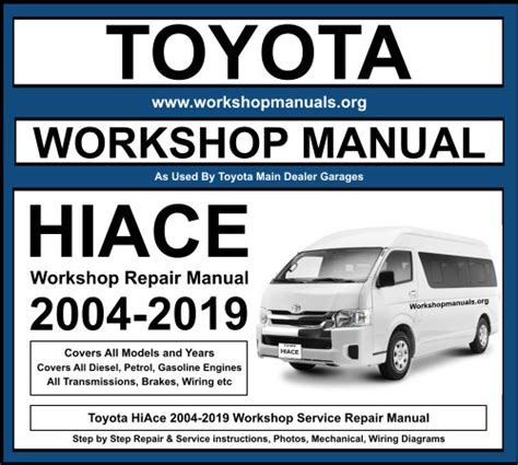 TOYOTA HIACE WORKSHOP MANUAL FREE DOWNLOAD Ebook Kindle Editon