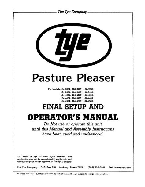 TYE GRAIN DRILL MANUALS Ebook Reader