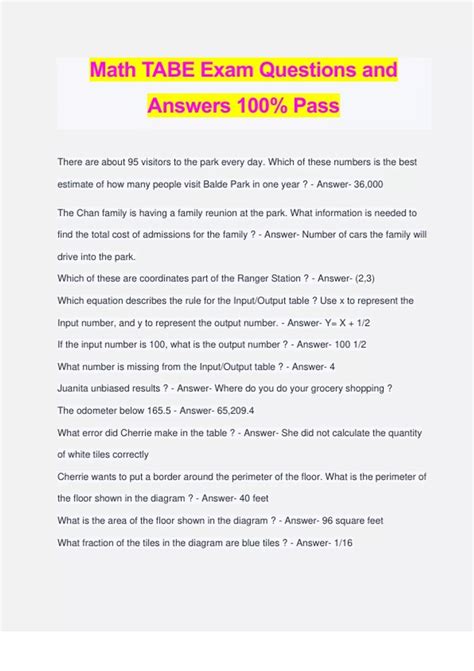 Tabe Test Sample Questions Answers Doc