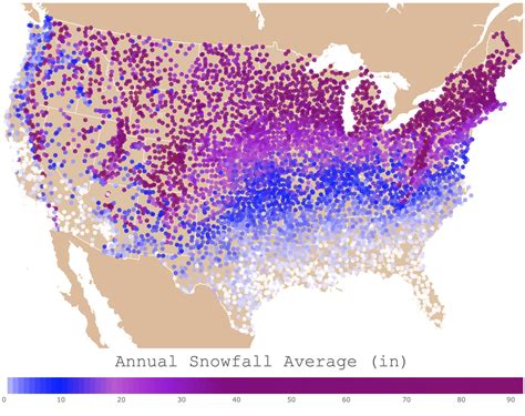 Table 1: Average Annual Snowfall in the United States