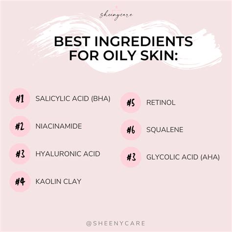 Table 1: Best Ingredients for Oily Skin