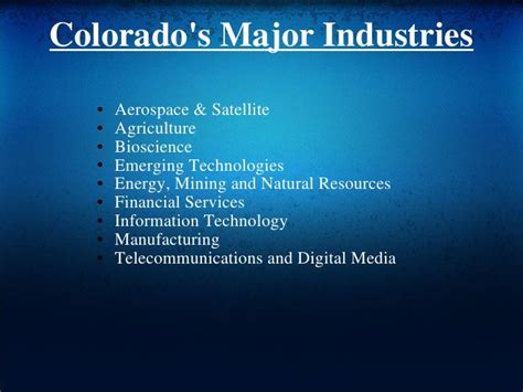 Table 1: Colorado's Major Industries in the Post-Gold Rush Era