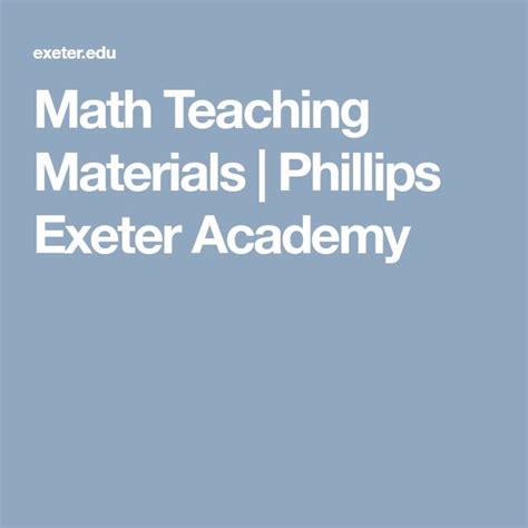 Table 1: Exeter Academy Math Curriculum