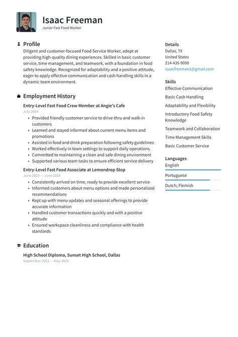 Table 1: Fast Food Job Titles and Responsibilities