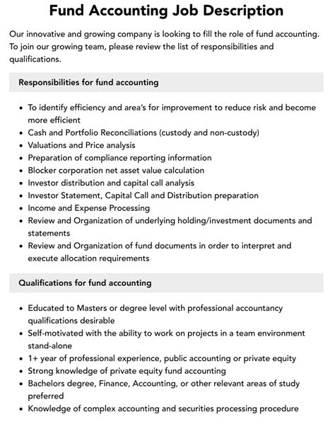 Table 1: Fund Accounting Job Titles and Responsibilities