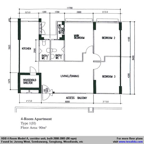 Table 1: HDB 4-Room Floor Plan Dimensions