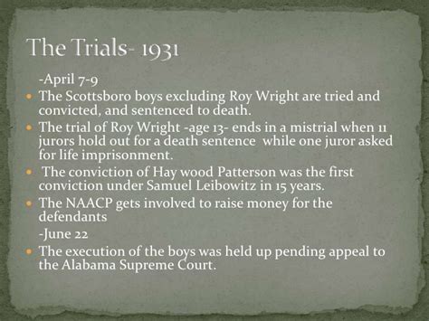 Table 1: Key Dates in the Scottsboro Case