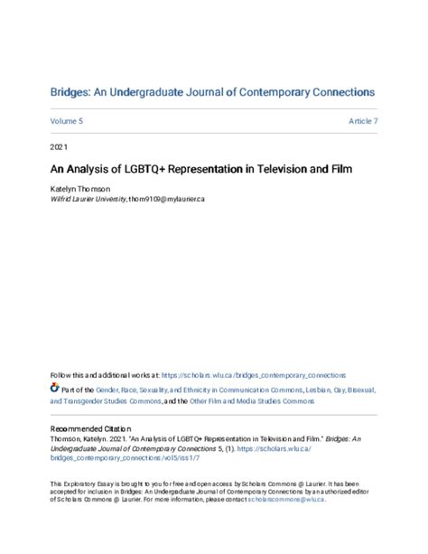 Table 1: LGBTQ+ Representation in Film and Television