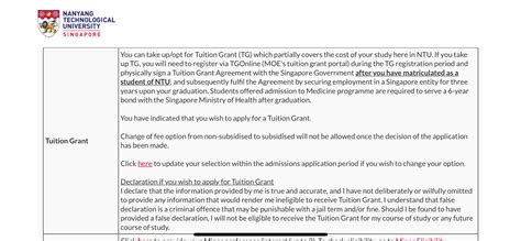 Table 1: NTU Tuition Grant Eligibility Criteria