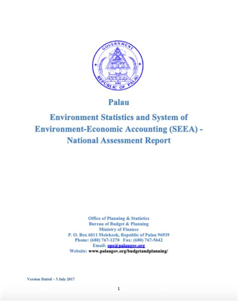 Table 1: Palau's Key Environmental Statistics