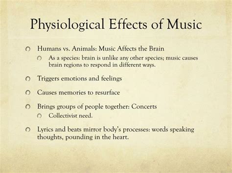 Table 1: Physiological Effects of Music